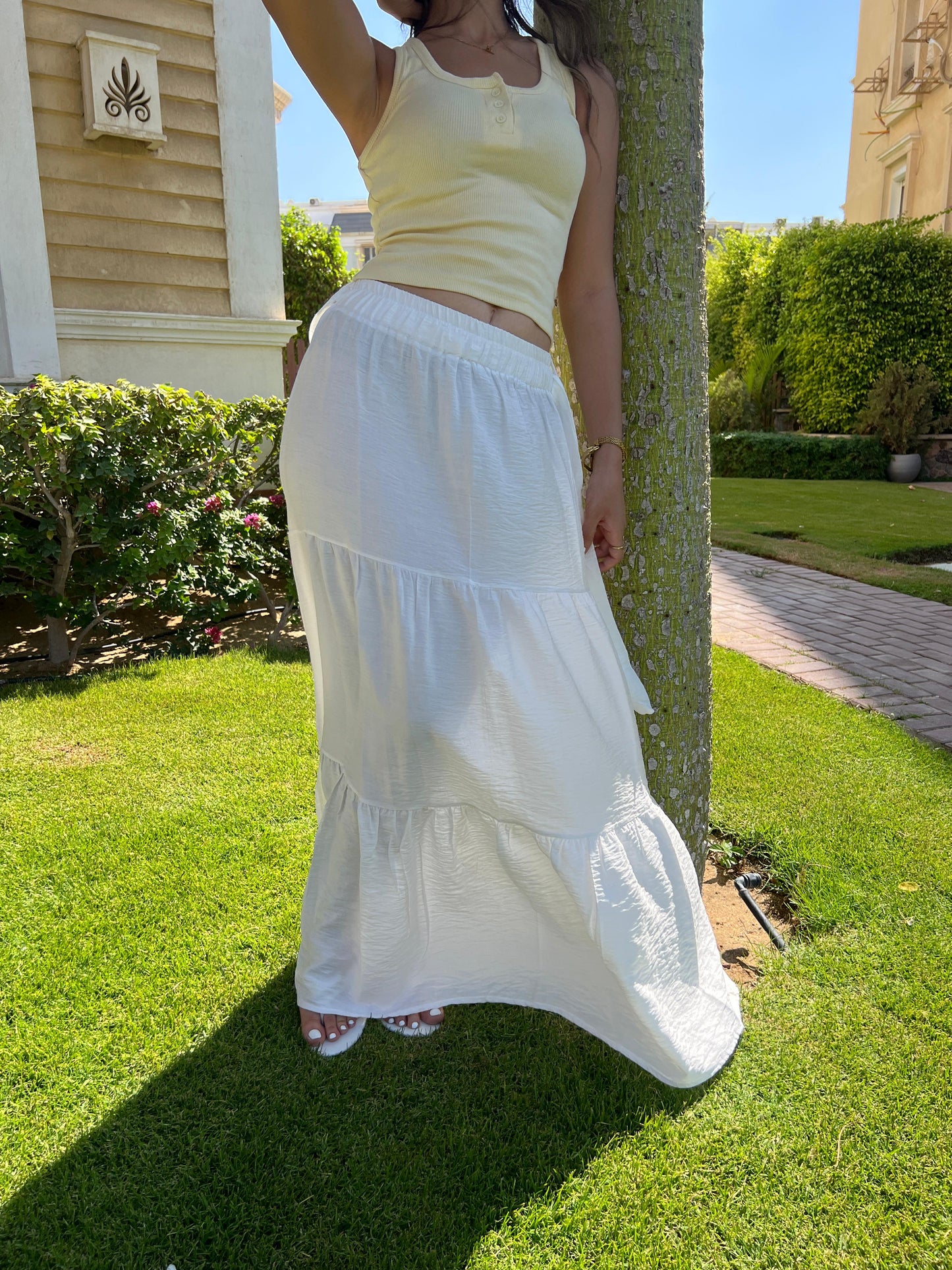 White Linen Long Skirt