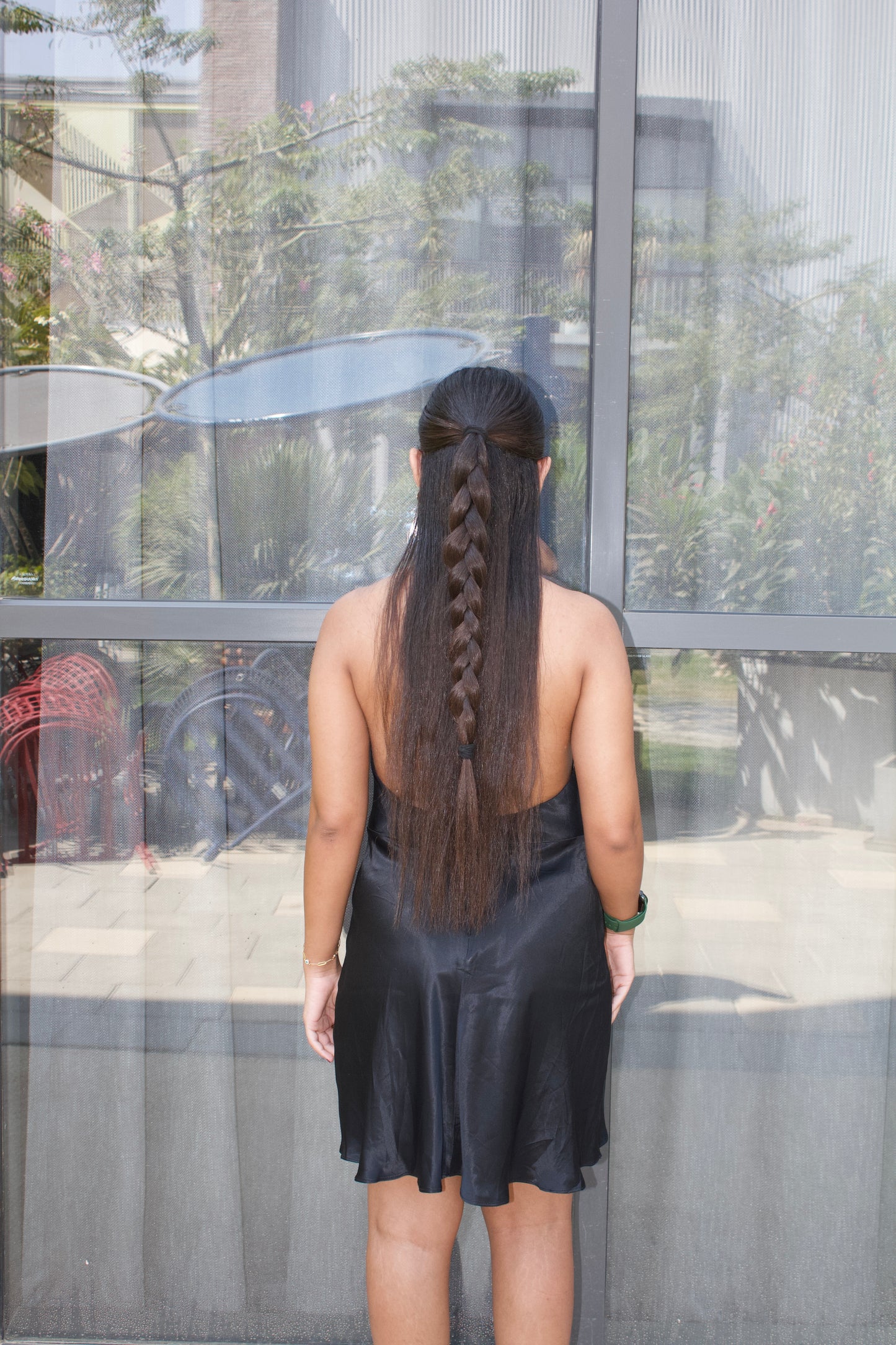 Black Satin Backless Mini Dress