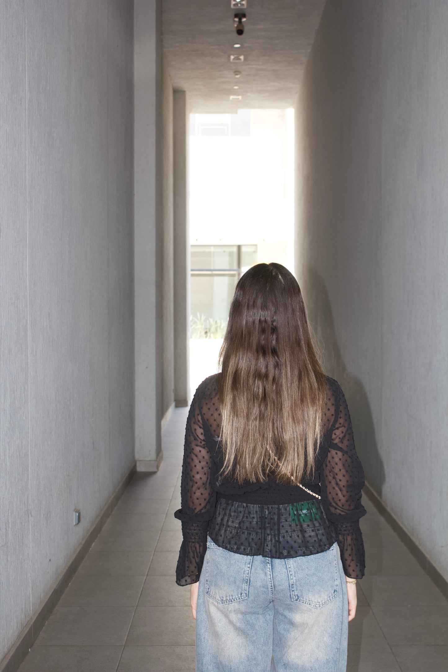 Elegant Polka Dot Sheer Blouse