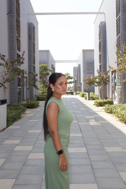 Sleeveless Green Maxi Dress
