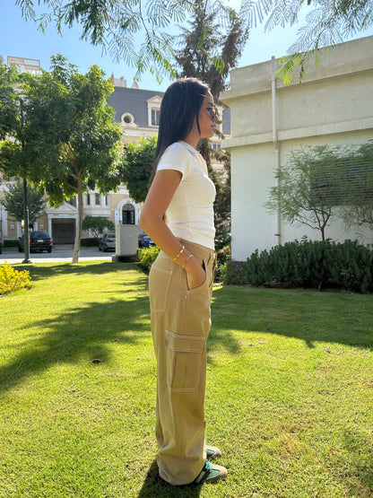 Baggy Fit Beige Pants