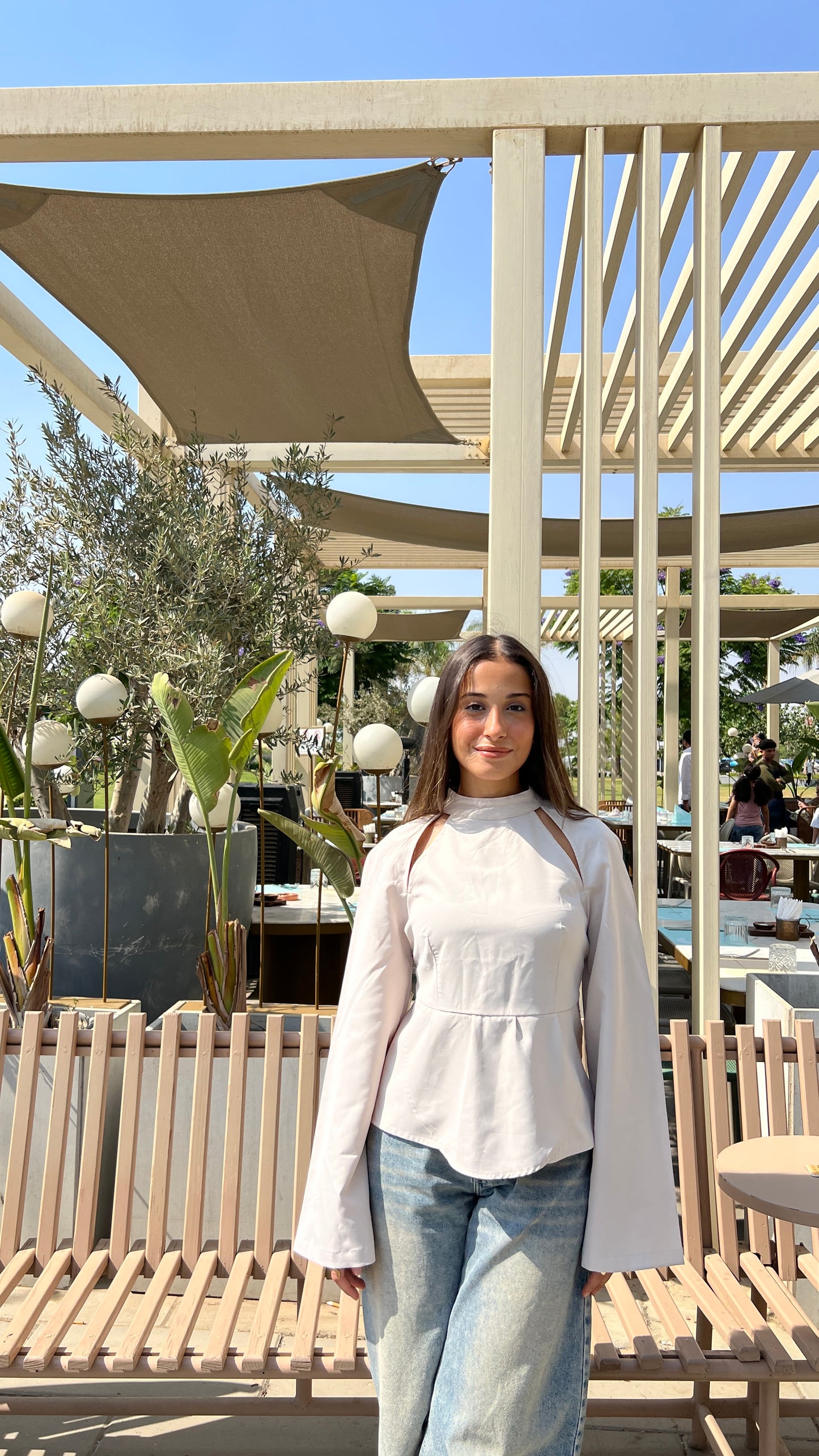 White Flared Sleeve Blouse