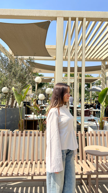 White Flared Sleeve Blouse