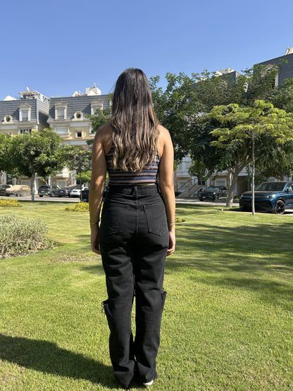 Black Ripped Knee Jeans – High Waist Slim Fit