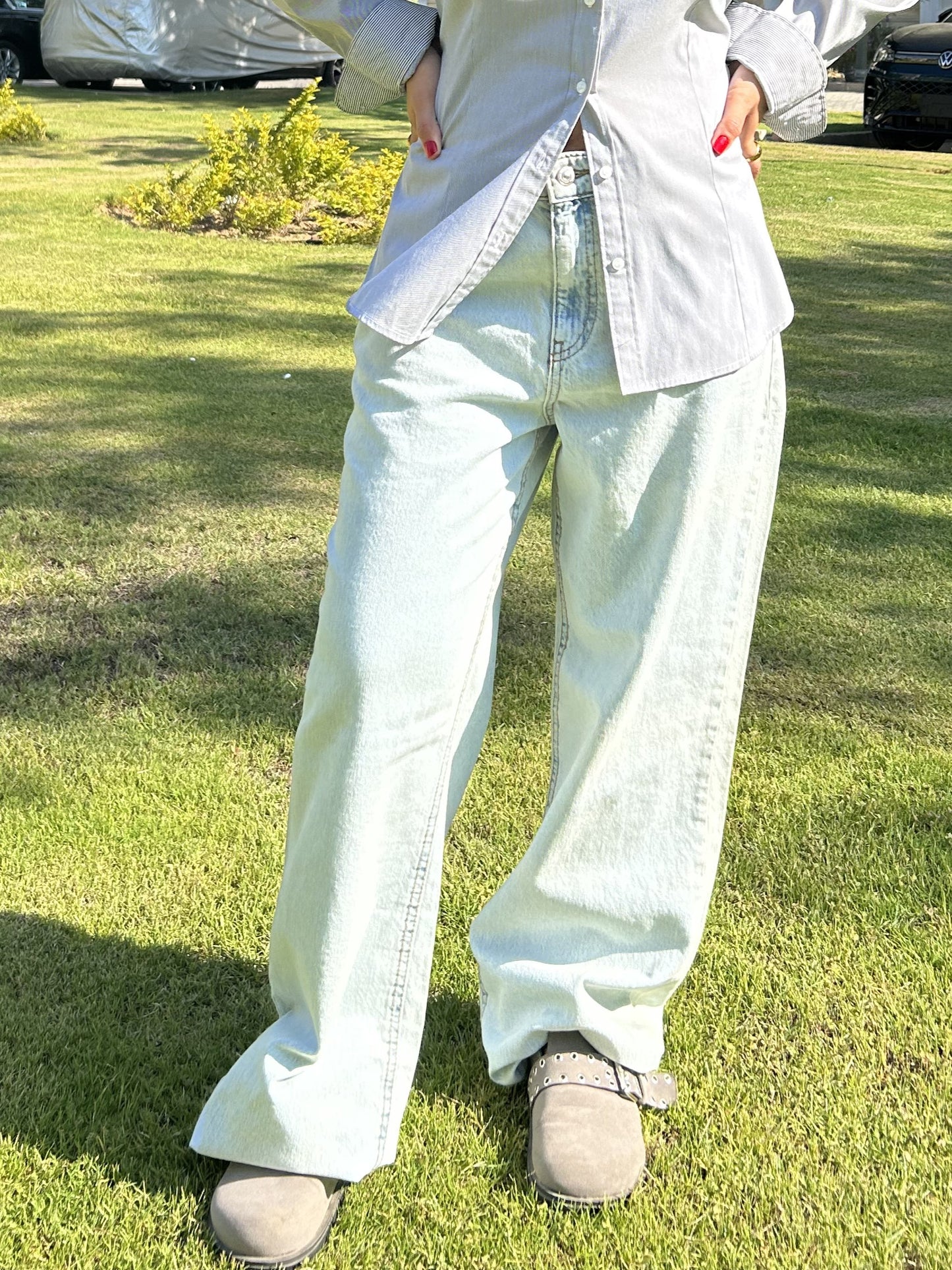 Light Blue Wide-Leg Jeans