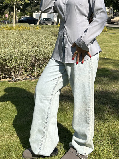 Light Blue Wide-Leg Jeans