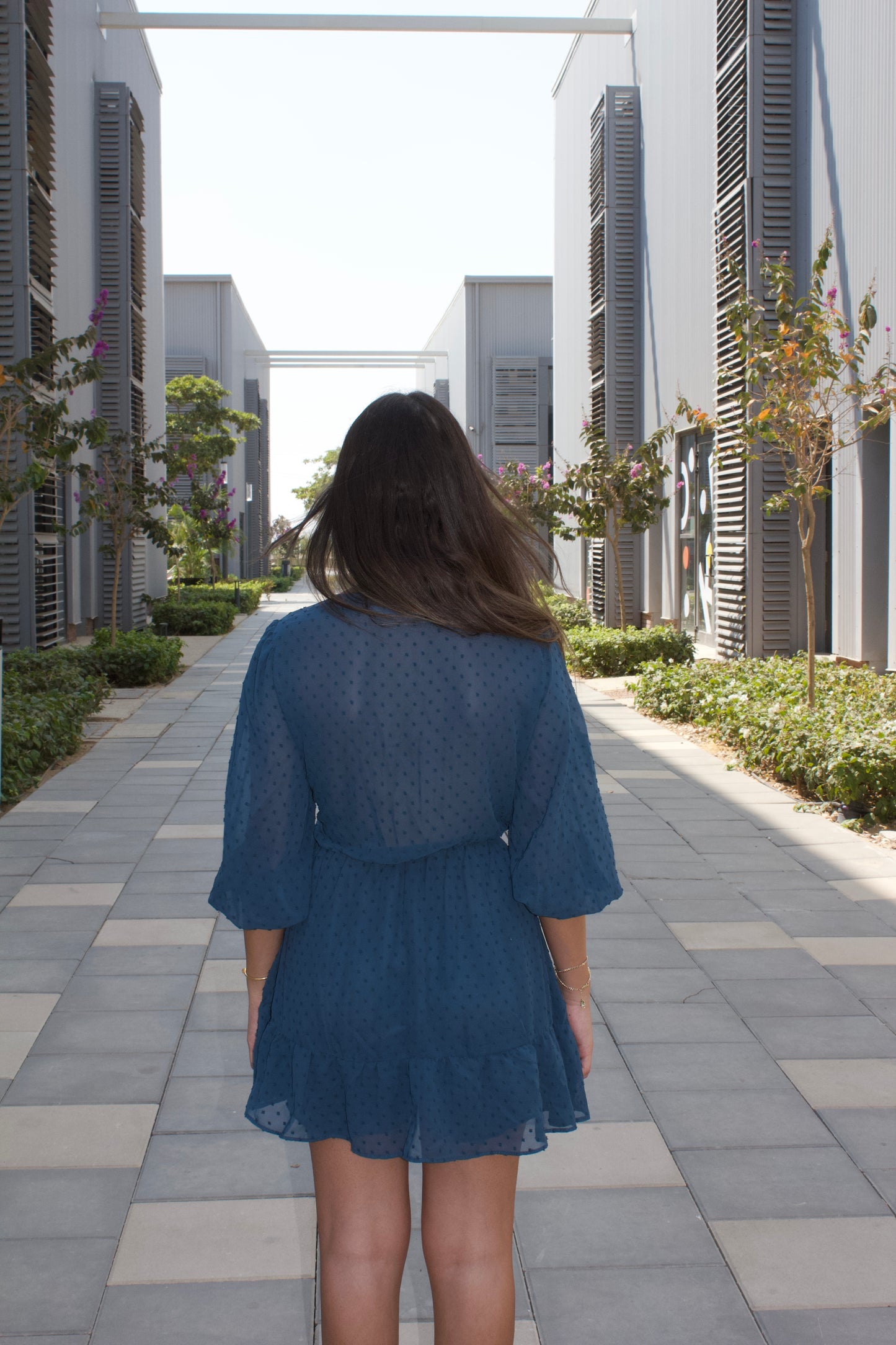 Blue Wrap Polka Dot Dress
