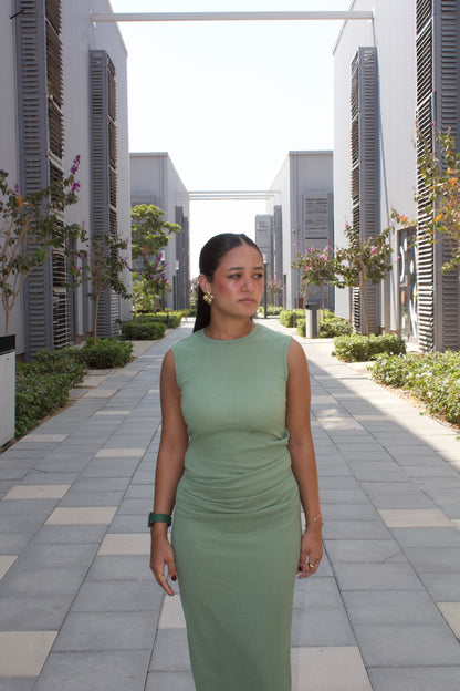 Sleeveless Green Maxi Dress