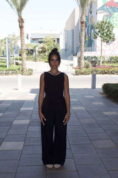 Black Sleeveless Peplum Top