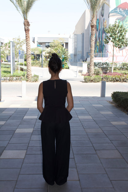 Black Sleeveless Peplum Top