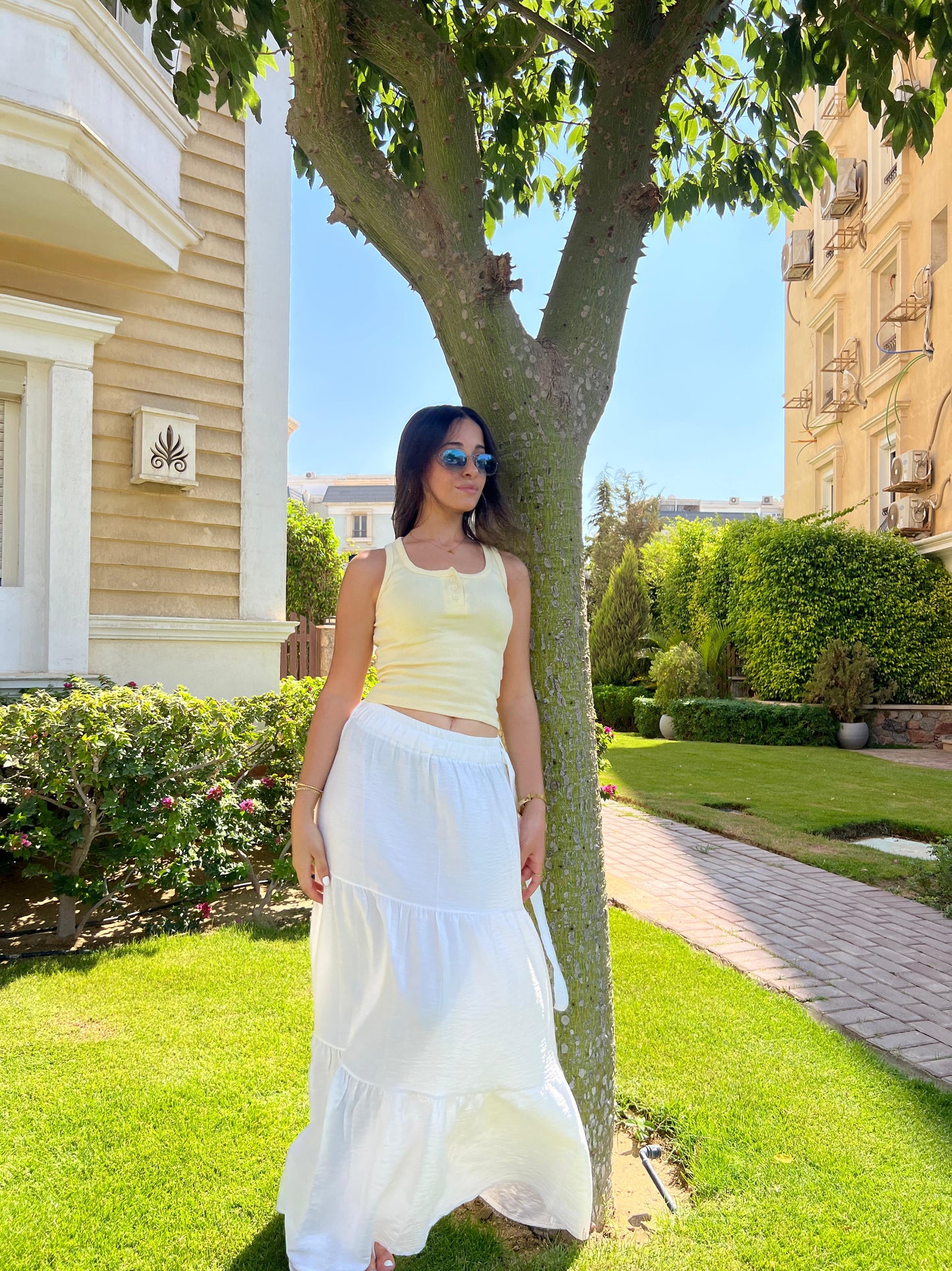 White Linen Long Skirt