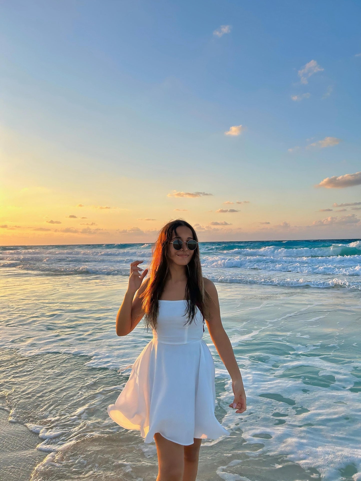 Shein White Backless Beach Dress