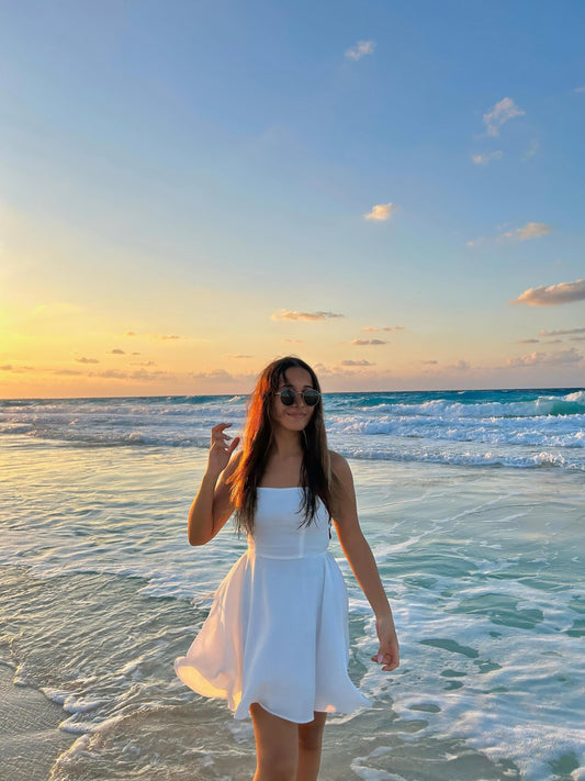 Shein White Backless Beach Dress